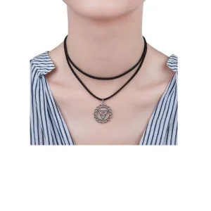 Sexy Sparkles Velvet Suede Double Layer Chakra Choker Energy Necklace for Women Girls (F: Vishuddha /Vishuddhi)