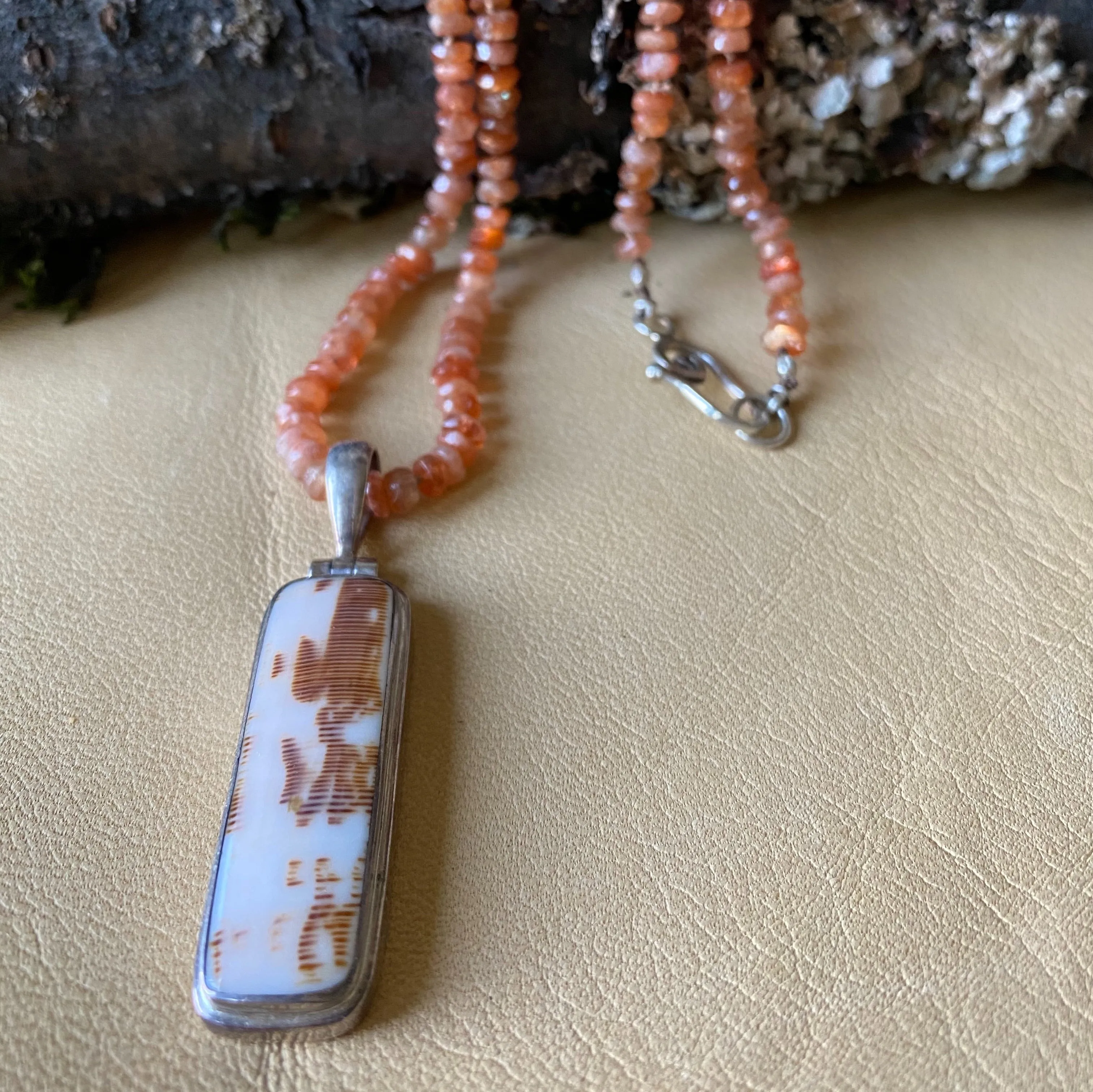 Shell Pendant with Sunstone