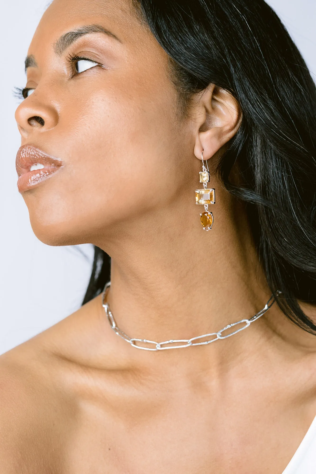 Shimmer Long Link Choker in Sterling Silver