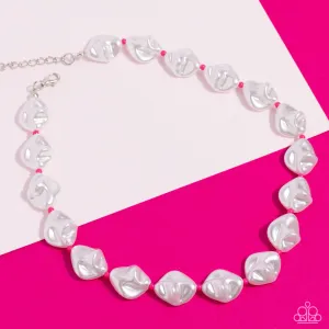 SHORE Enough - Pink - White Baroque Pearl and Seed Bead Paparazzi Choker Necklace