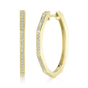 Shy Creation Geometric Diamond Hoop Earrings