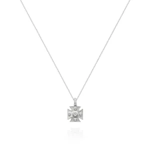 Signature White Maltese Cross Pendant