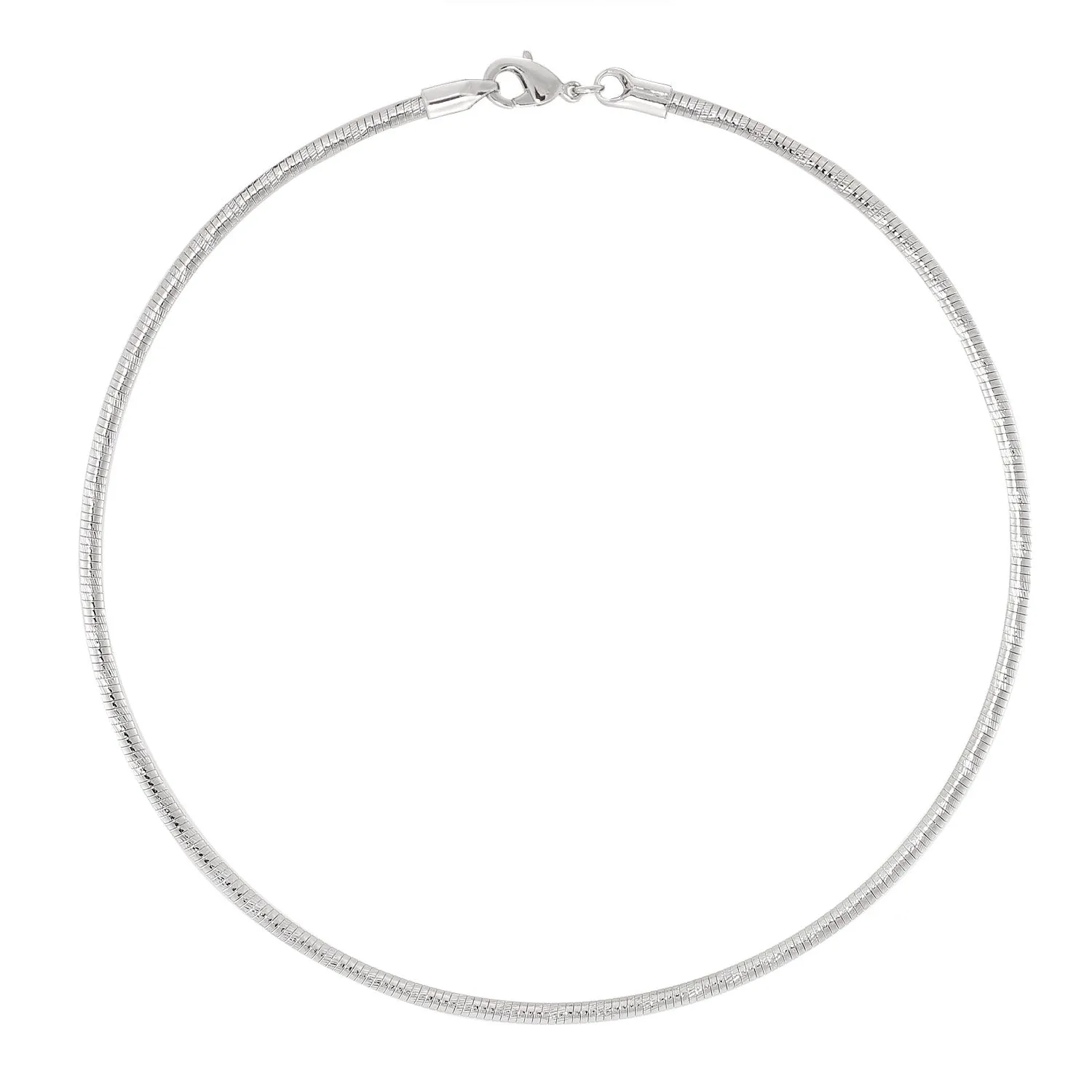 SILVER 3MM ROUND OMEGA CUTTING 16" INCHES CHOKER NECKLACES #FW-CHOKER-3MM