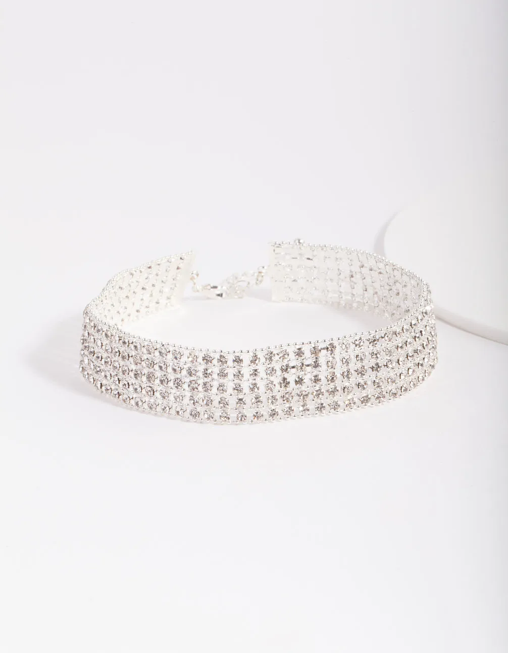 Silver 5 Row Diamante Choker