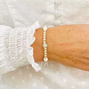 Silver Bead and Howlite Gemstone Bracelet