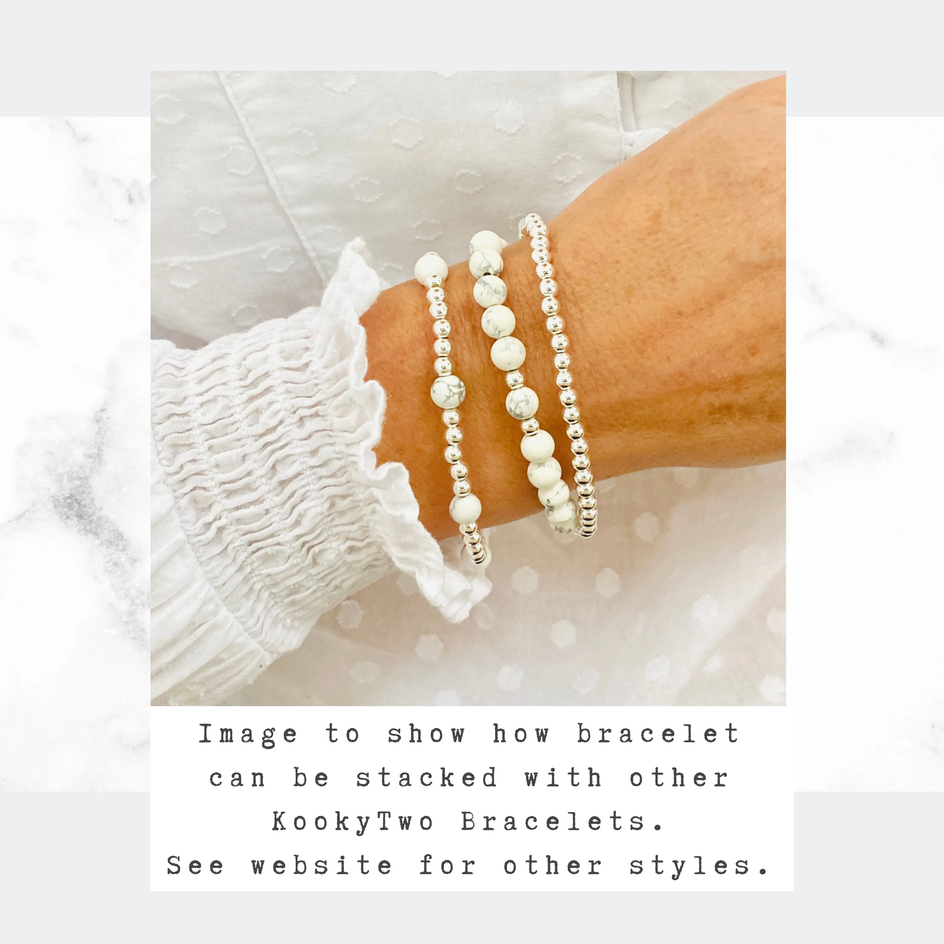 Silver Bead and Howlite Gemstone Bracelet