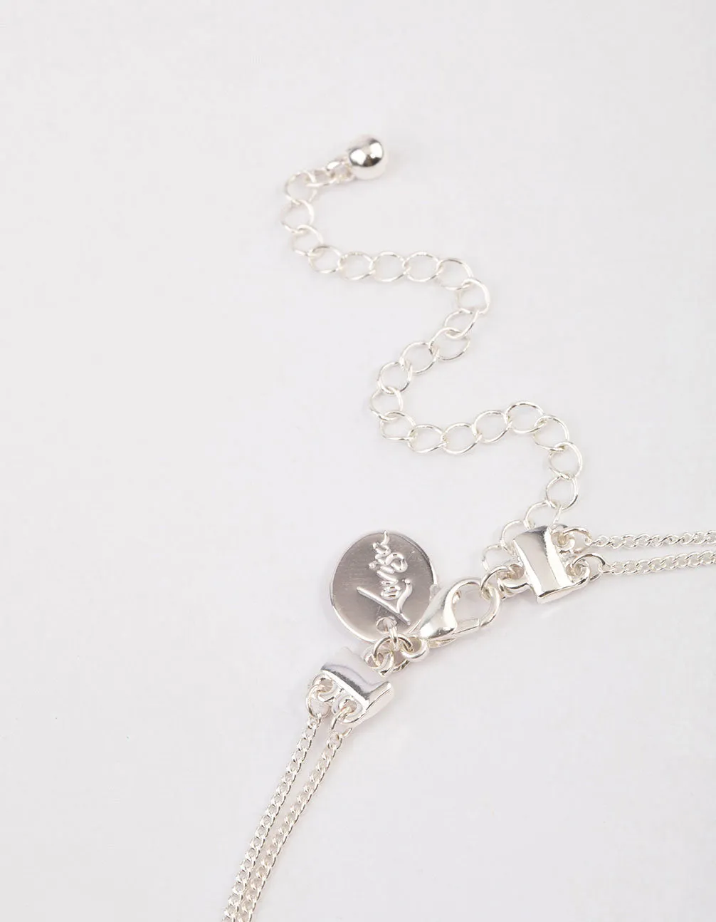 Silver Double Diamante Heart Necklace & Polishing Set