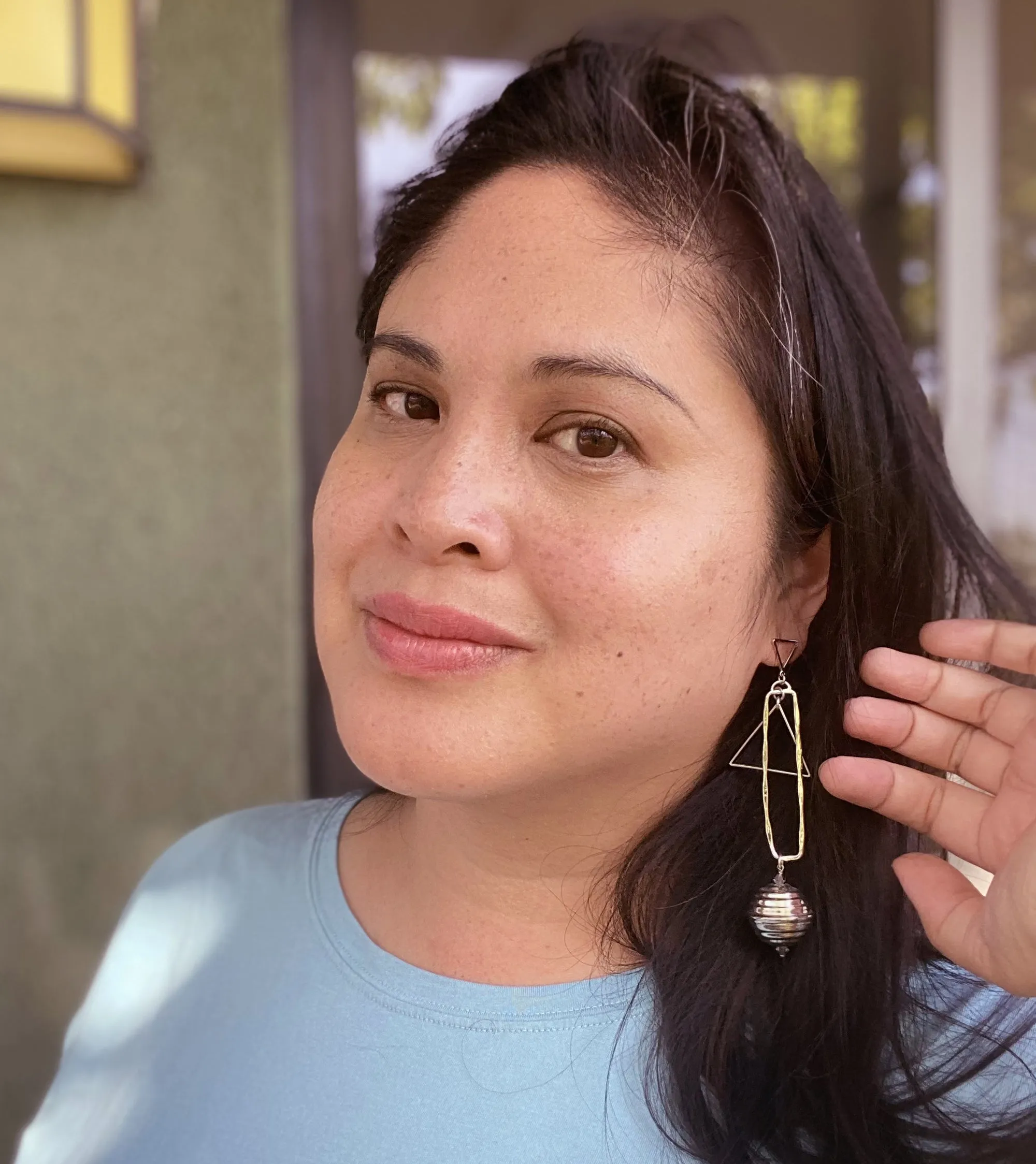 Silver geometric sphere earrings