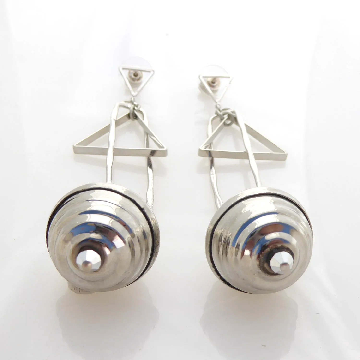 Silver geometric sphere earrings