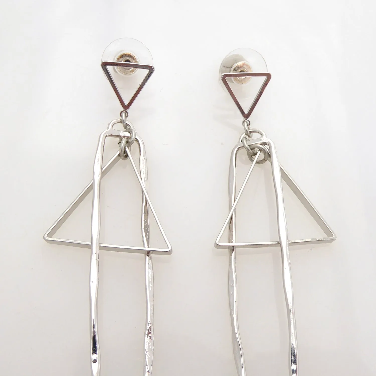 Silver geometric sphere earrings