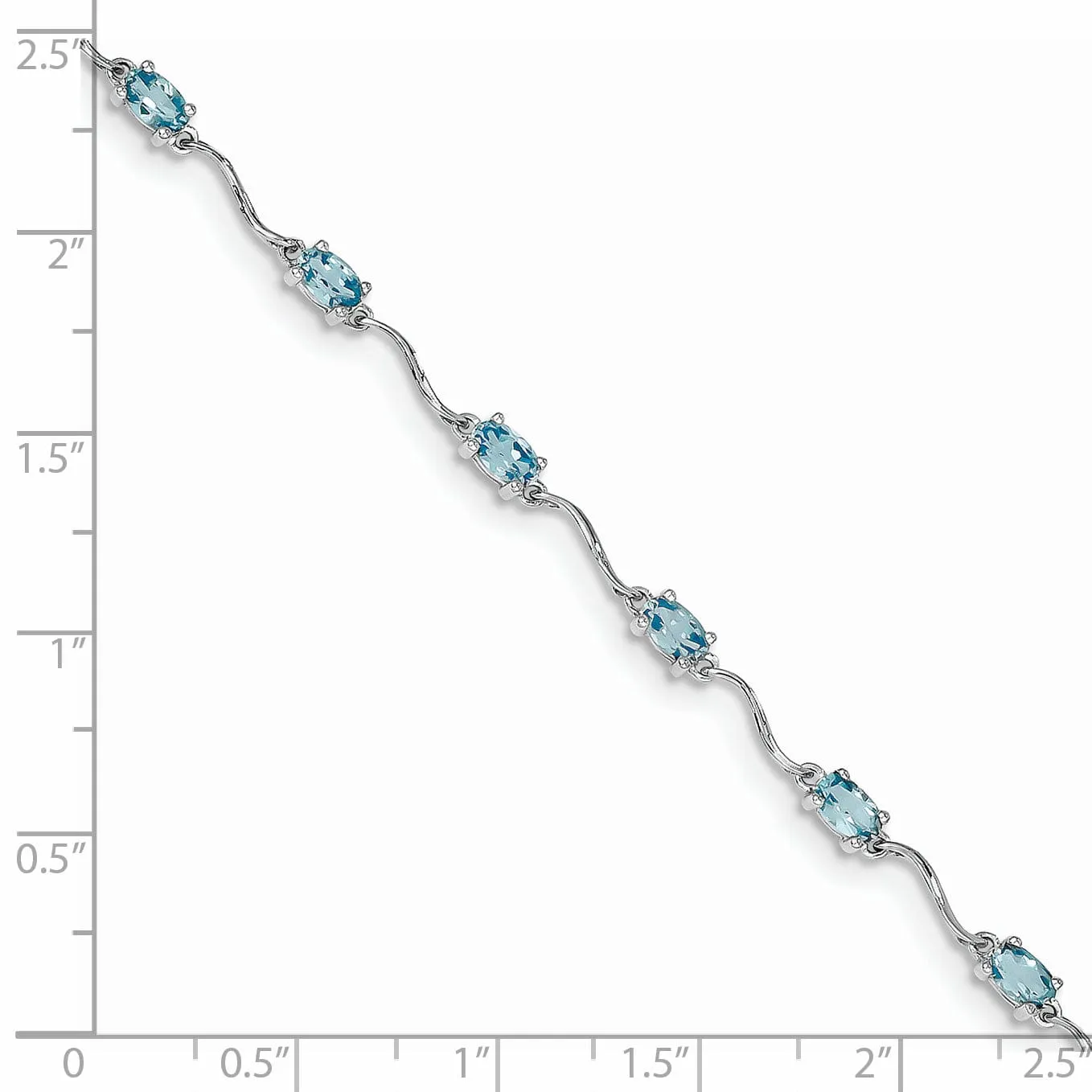 Silver Polished Blue Topaz Gemstone Bracelet