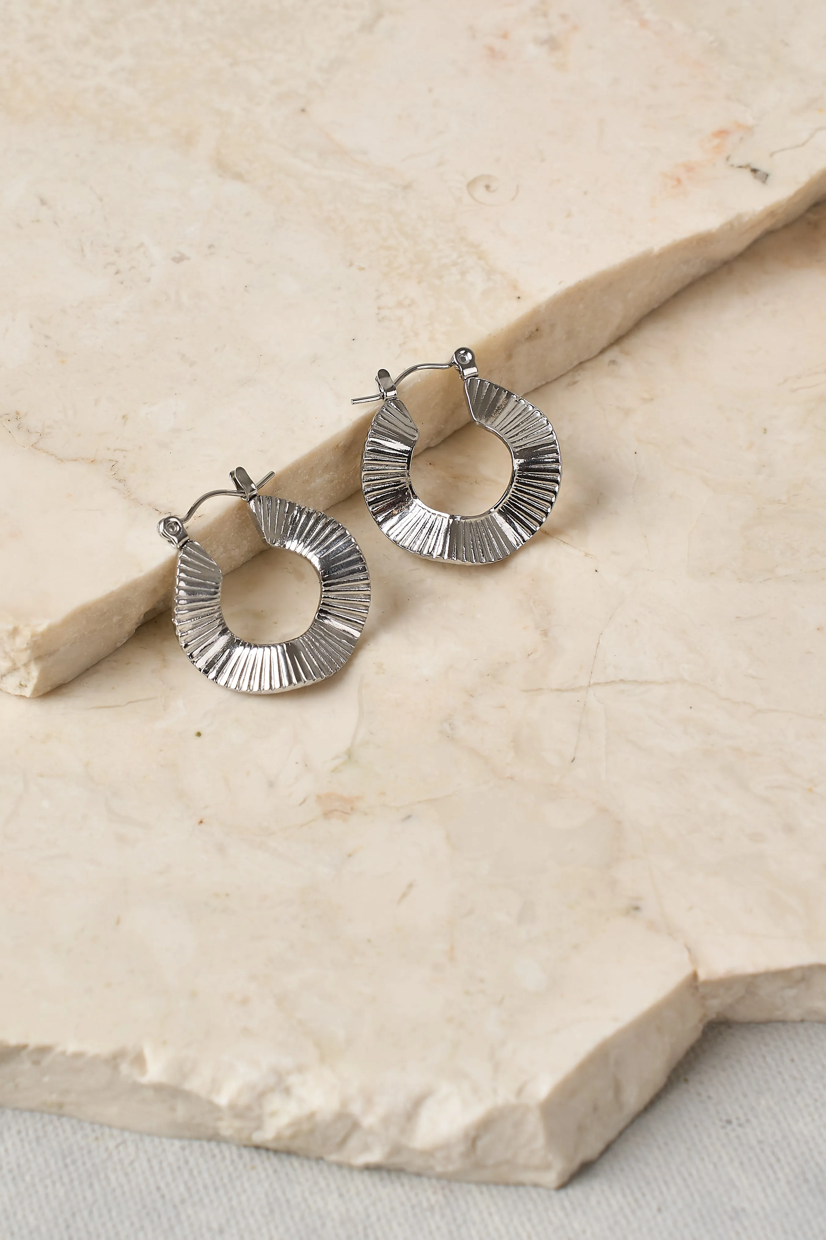 Silver Sculptural Hoops