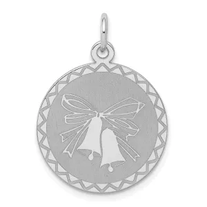 Silver Solid Polished Wedding Bells Disc Charm