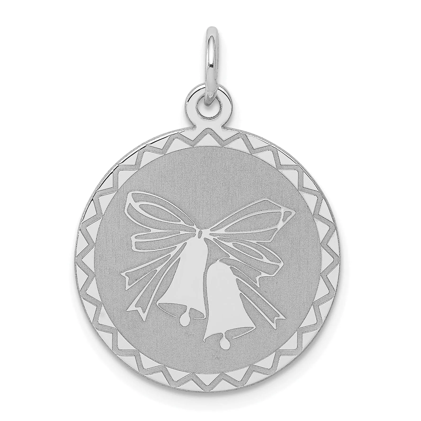 Silver Solid Polished Wedding Bells Disc Charm