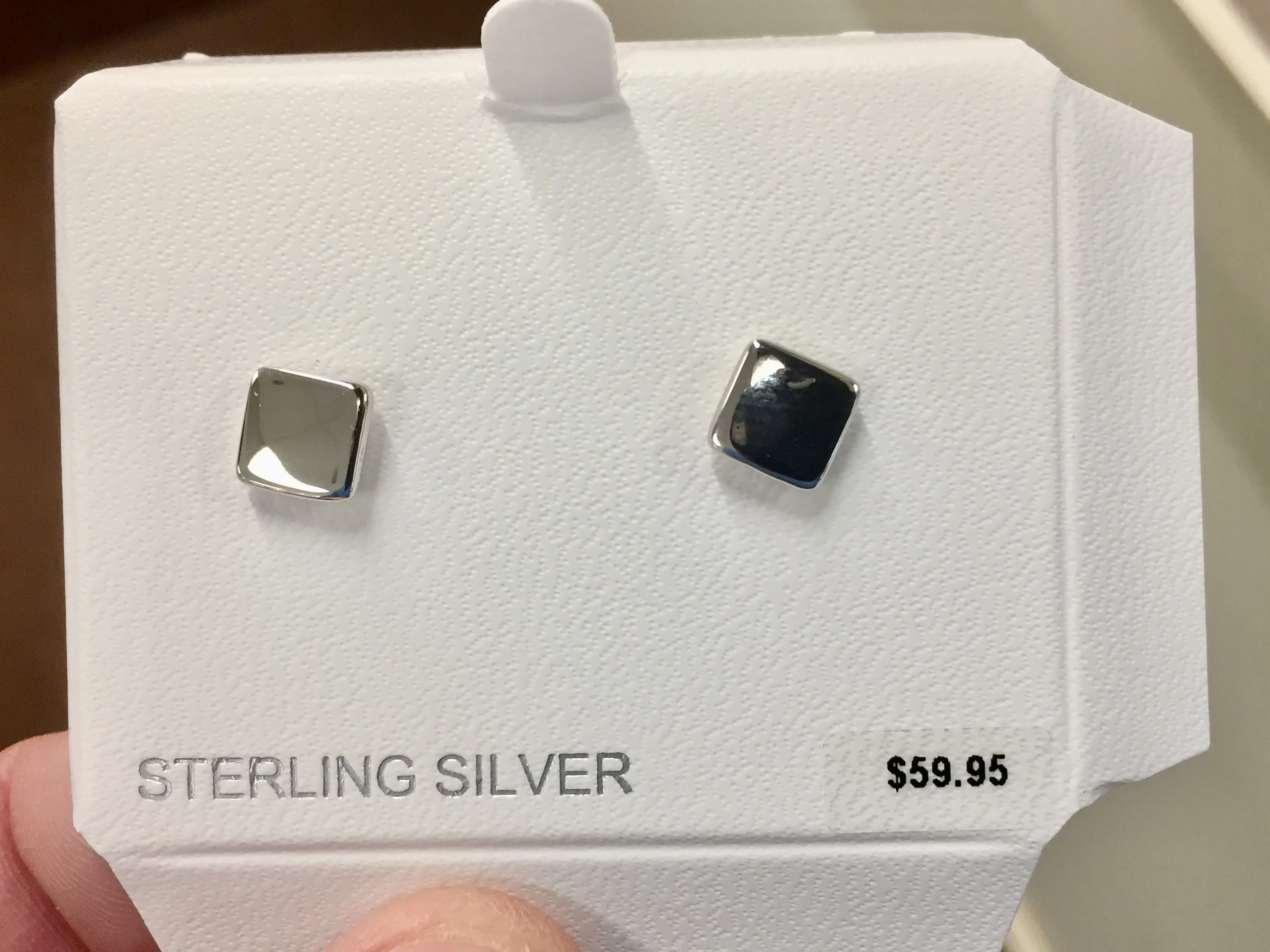 Silver Square Stud Earrings