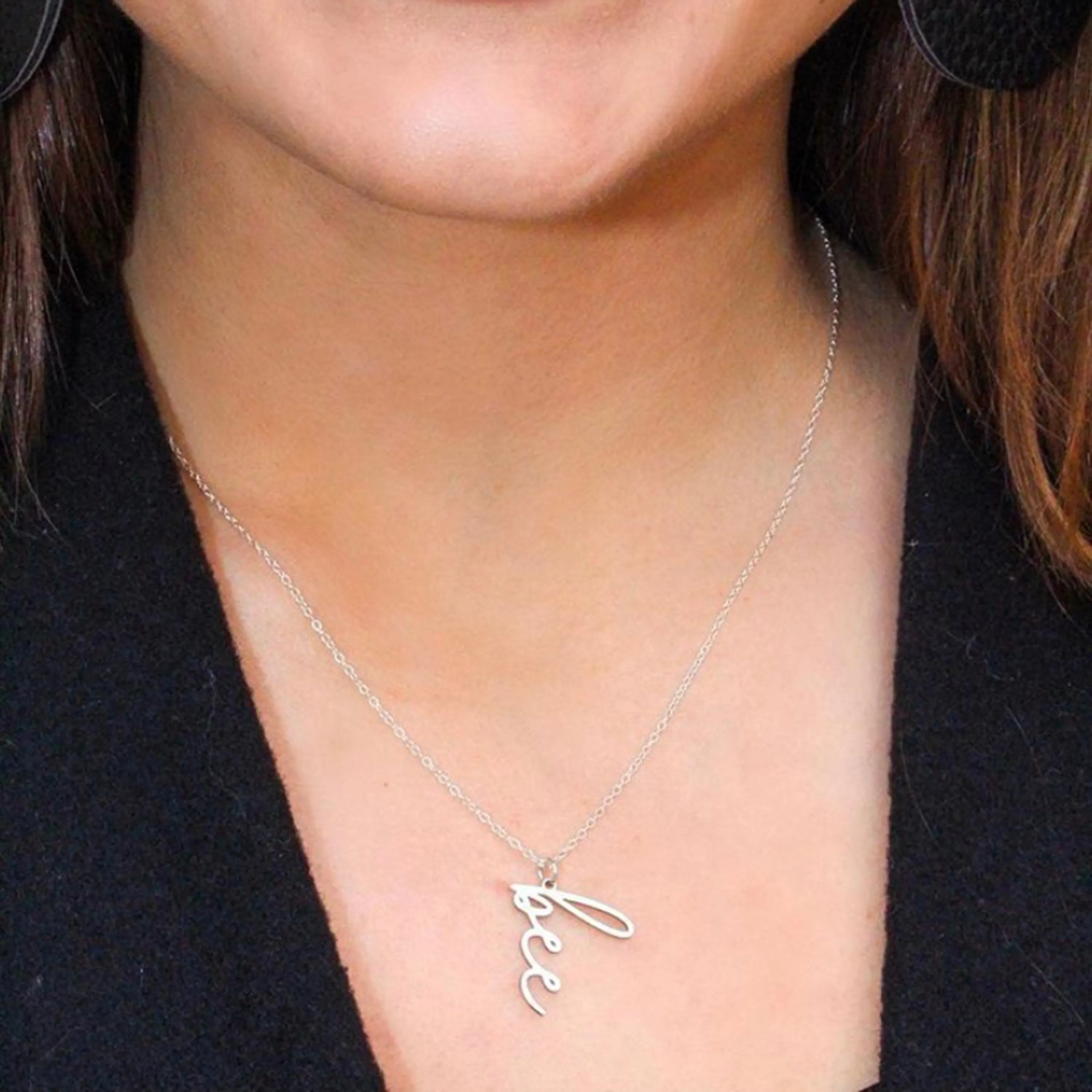 Silver Vertical Name Necklace