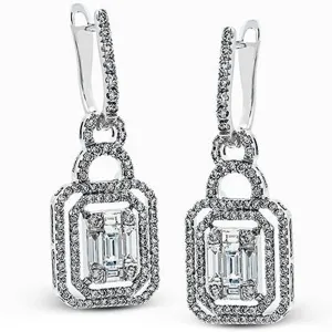 Simon G. "Mosaic" Diamond Dangle Baguette Earrings