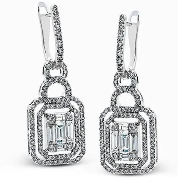 Simon G. "Mosaic" Diamond Dangle Baguette Earrings