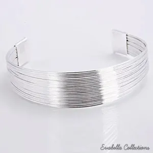 Simplicity Silver Cuff Bracelet - Elegant Italian Design by Evabella Collections, Nickel Free
