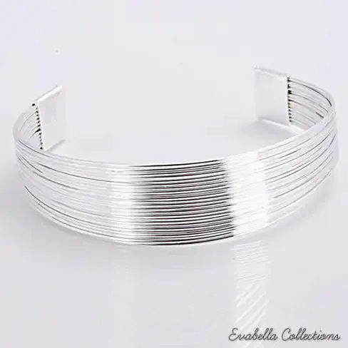 Simplicity Silver Cuff Bracelet - Elegant Italian Design by Evabella Collections, Nickel Free