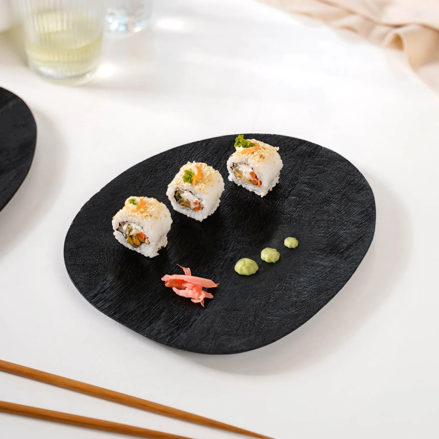 Sleek Black Mango Wood Platter Small