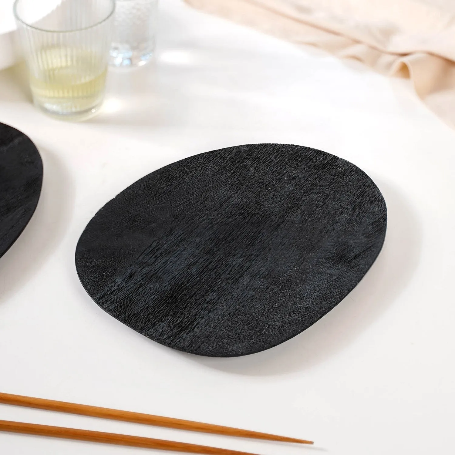 Sleek Black Mango Wood Platter Small