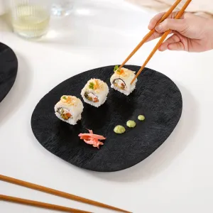 Sleek Black Mango Wood Platter Small