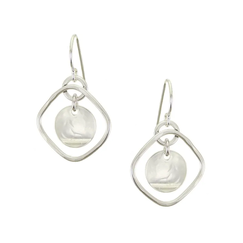Small Disc with Square Ring Wire Earrings