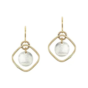 Small Disc with Square Ring Wire Earrings