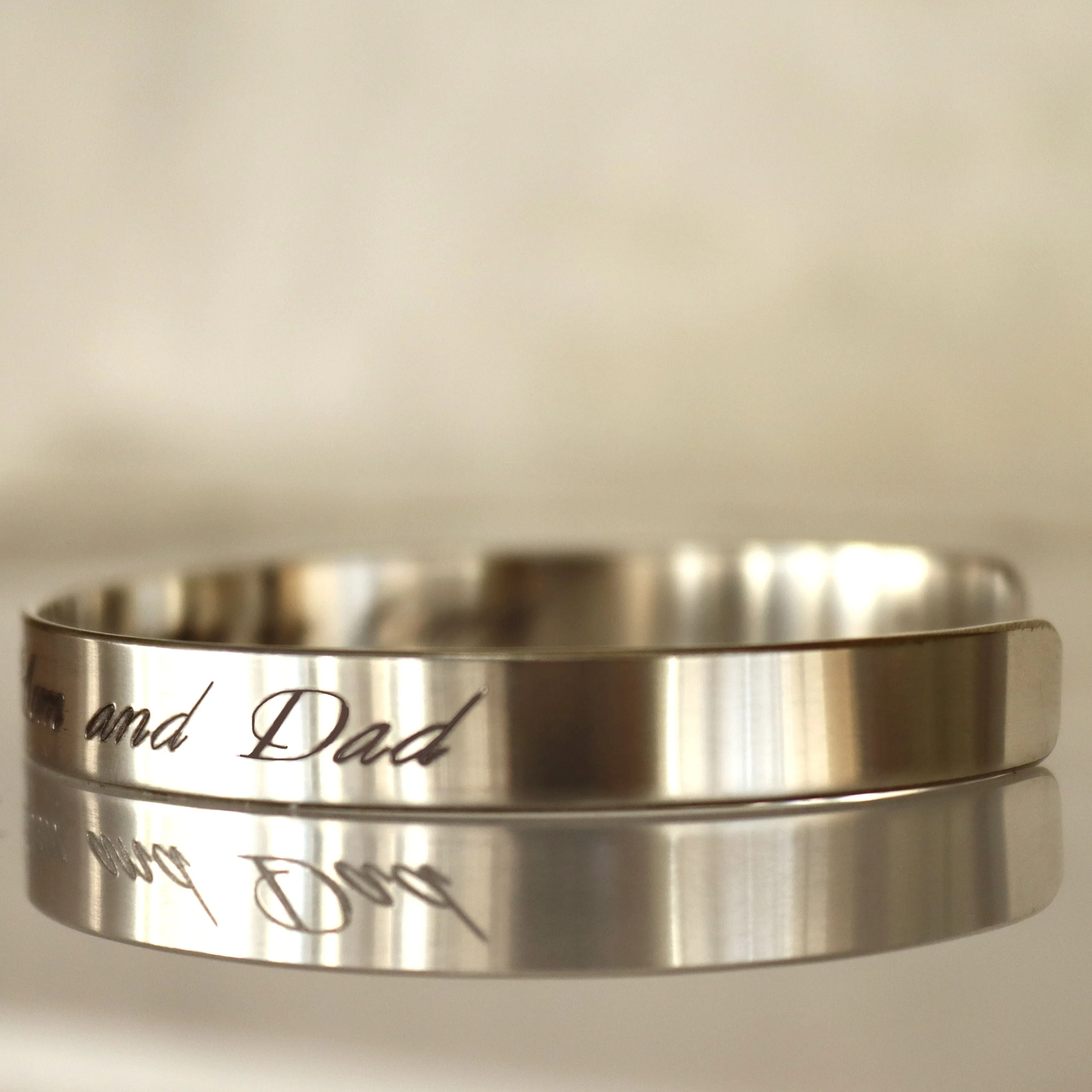 Smooth Sterling Silver Bangle Bracelet - Personalized Cuff For Men or Women
