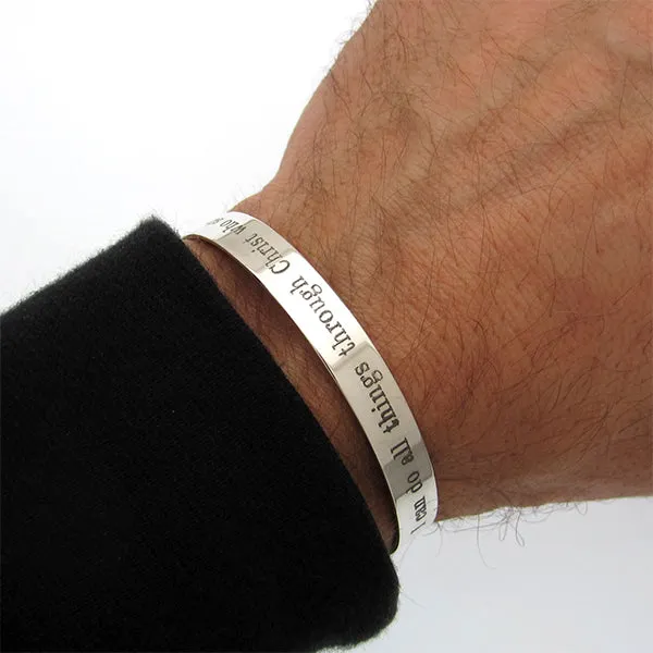 Smooth Sterling Silver Bangle Bracelet - Personalized Cuff For Men or Women
