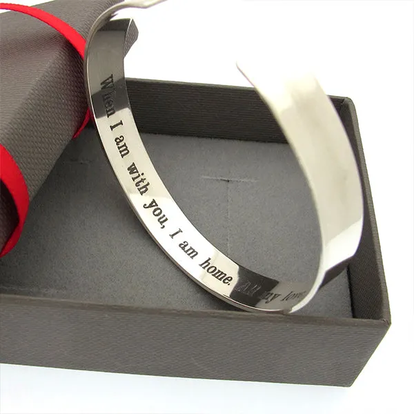 Smooth Sterling Silver Bangle Bracelet - Personalized Cuff For Men or Women