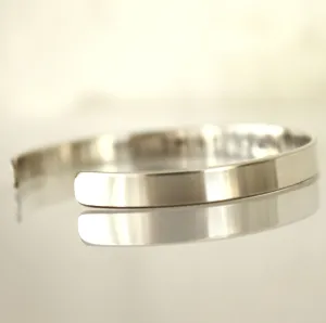 Smooth Sterling Silver Bangle Bracelet - Personalized Cuff For Men or Women