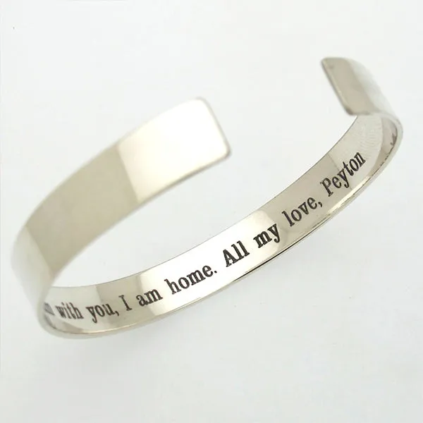Smooth Sterling Silver Bangle Bracelet - Personalized Cuff For Men or Women