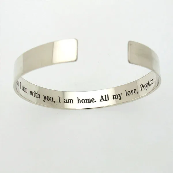 Smooth Sterling Silver Bangle Bracelet - Personalized Cuff For Men or Women