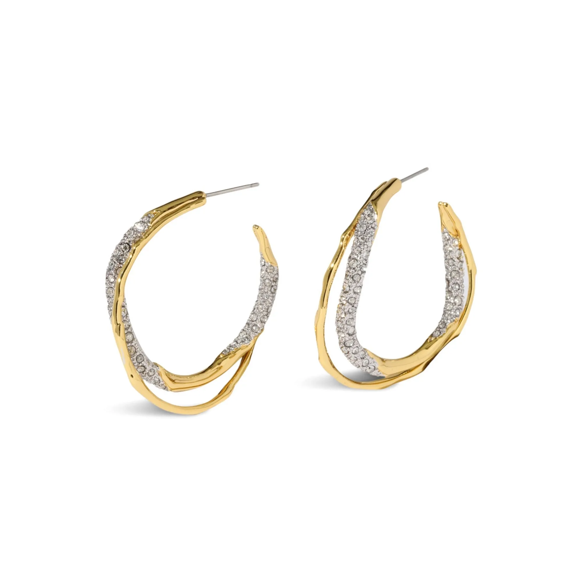Solanales Gold Crystal Twist Hoop Earring - Gold