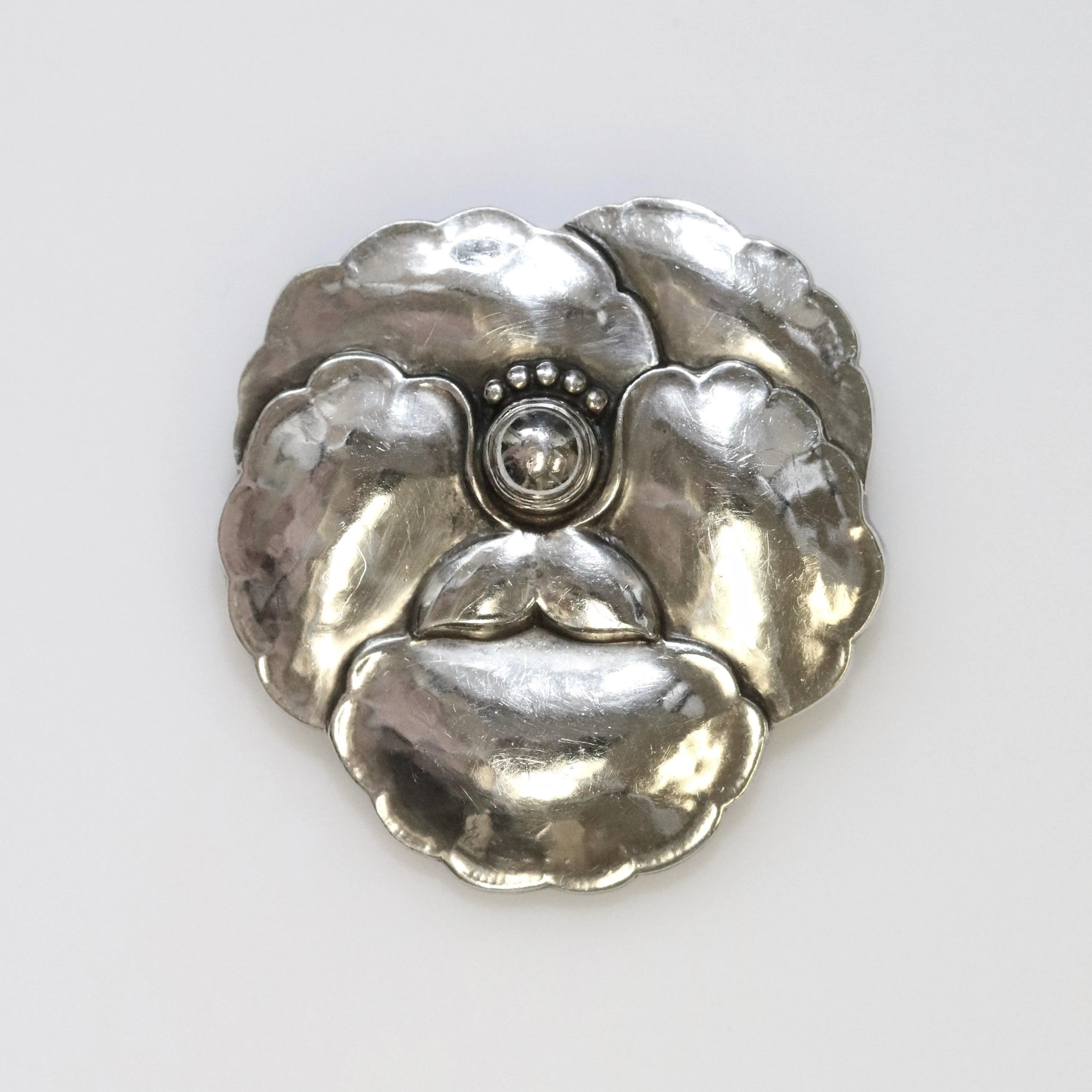 SOLD OUT: GEORG JENSEN DESIGNED PANSY FLOWER BROOCH 113