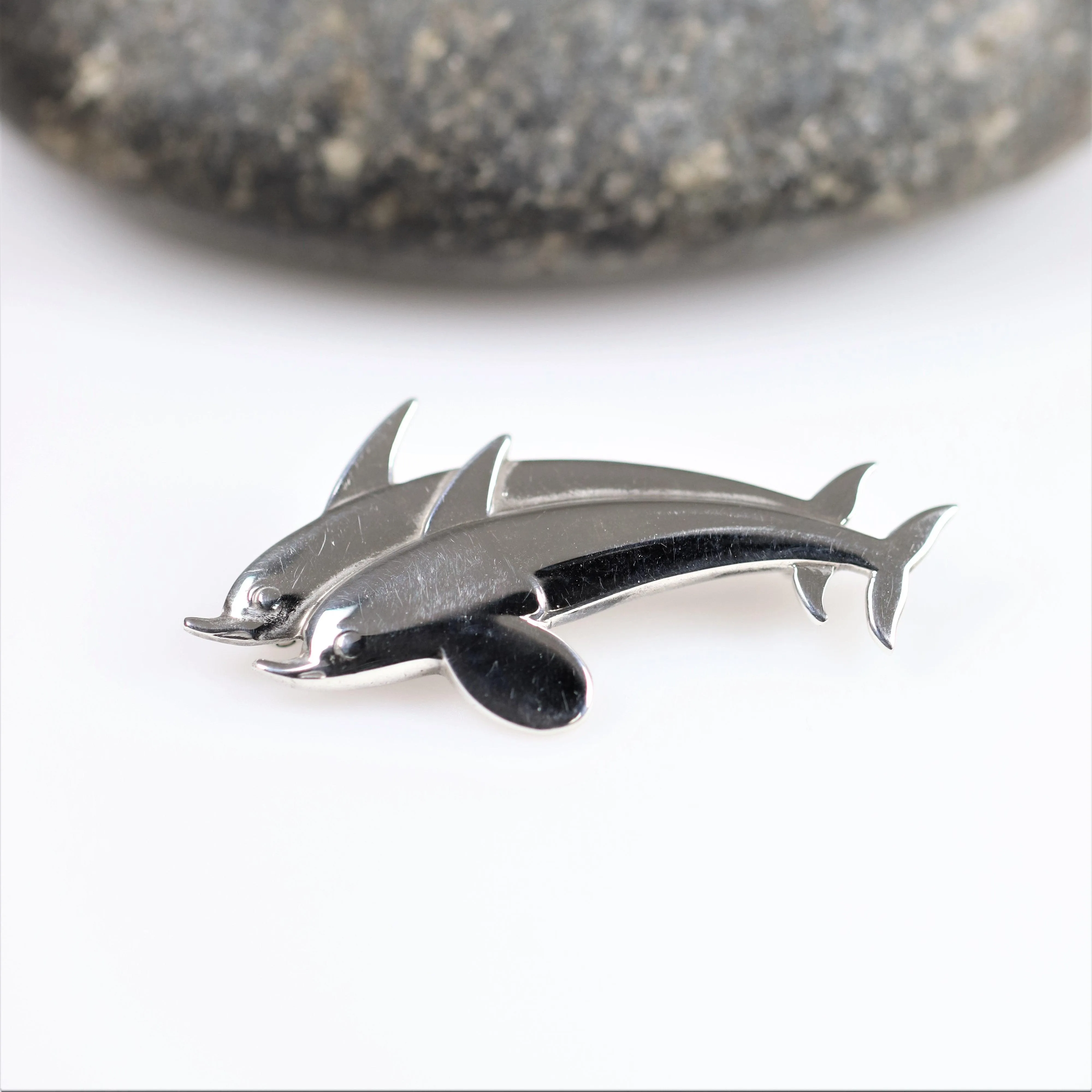 SOLD OUT: Vintage Georg Jensen Jewelry | Arno Malinowski Dual Dolphin Brooch 317