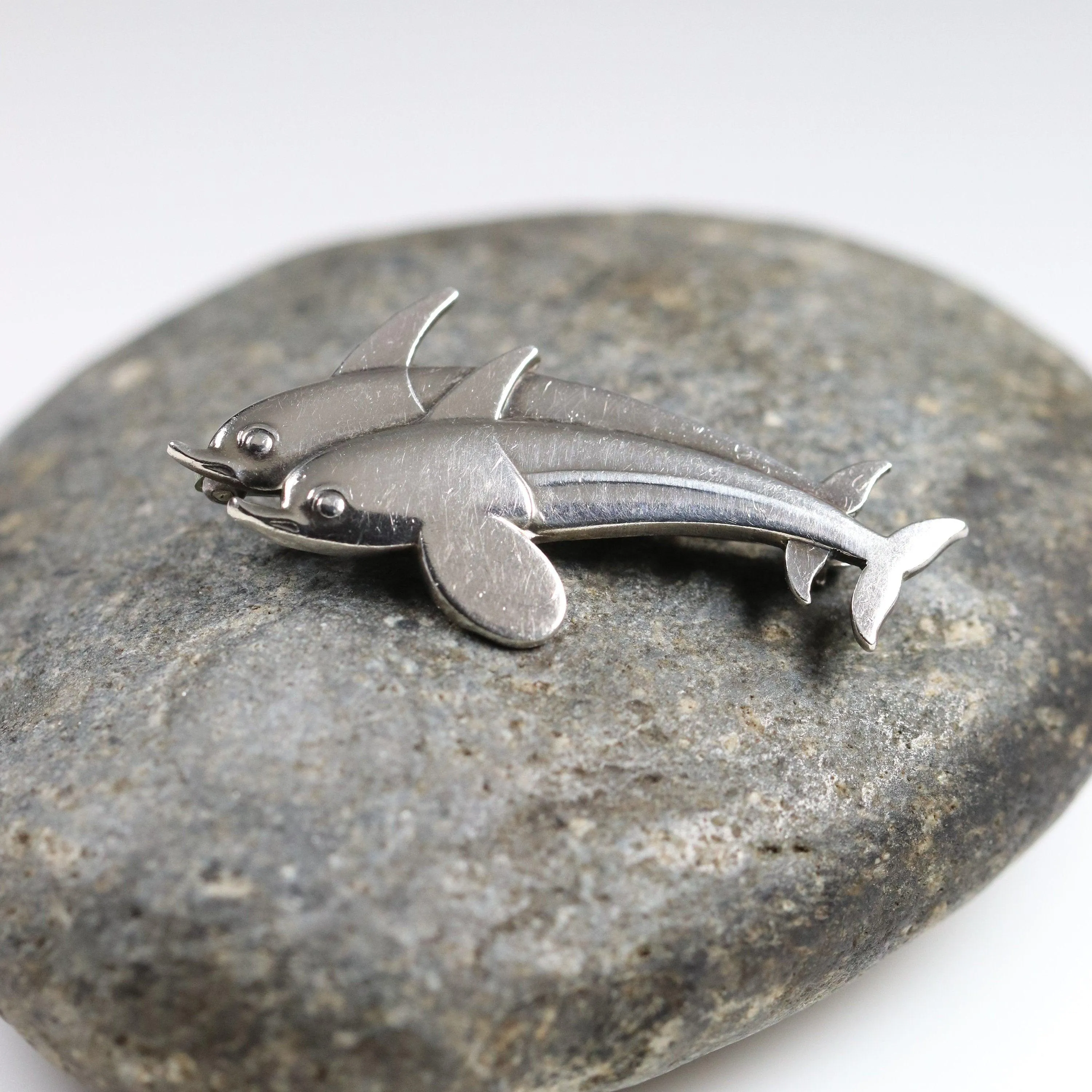 SOLD OUT: Vintage Georg Jensen Jewelry | Arno Malinowski Dual Dolphin Brooch 317