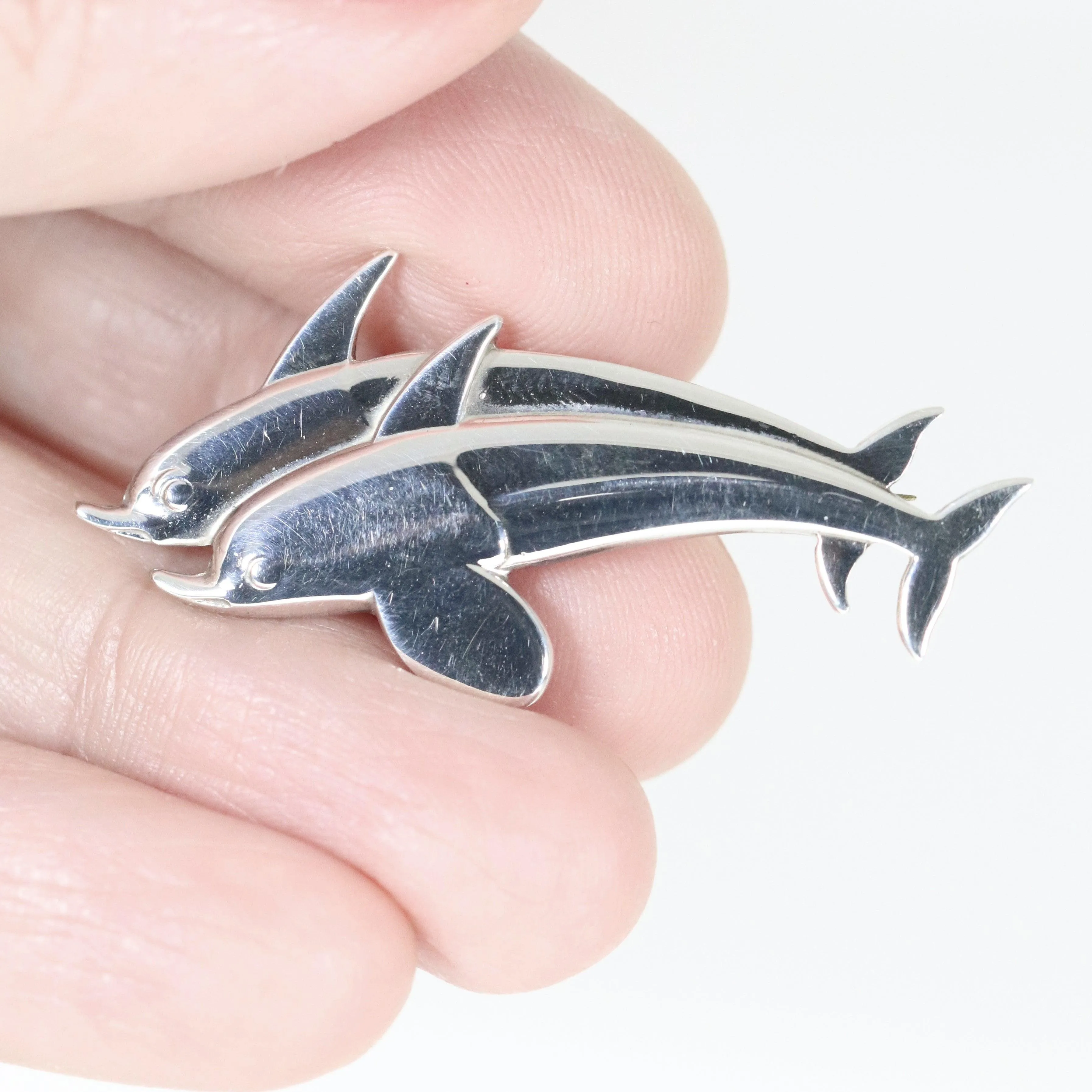 SOLD OUT: Vintage Georg Jensen Jewelry | Arno Malinowski Dual Dolphin Brooch 317