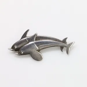 SOLD OUT: Vintage Georg Jensen Jewelry | Arno Malinowski Dual Dolphin Brooch 317