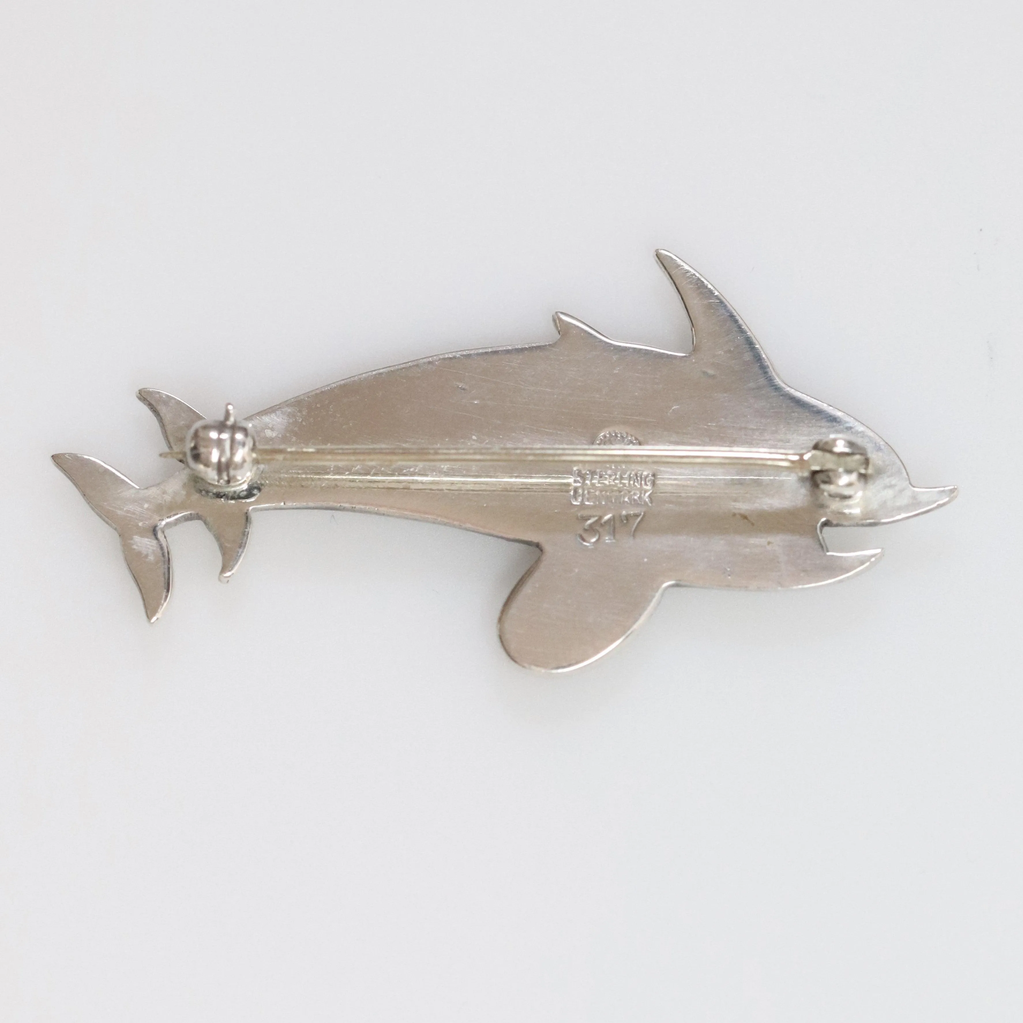 SOLD OUT: Vintage Georg Jensen Jewelry | Arno Malinowski Dual Dolphin Brooch 317