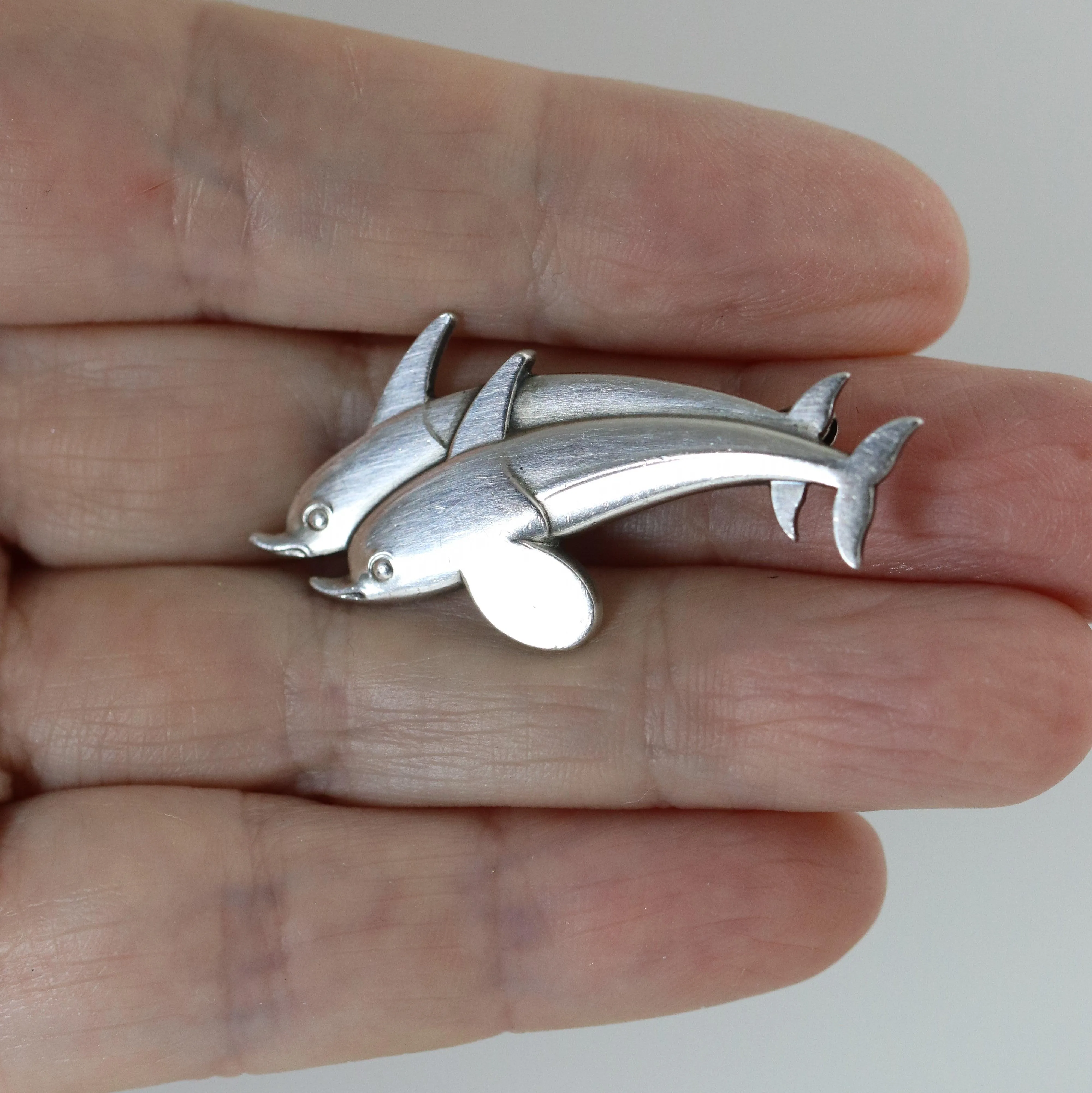 SOLD OUT: Vintage Georg Jensen Jewelry | Arno Malinowski Dual Dolphin Brooch 317