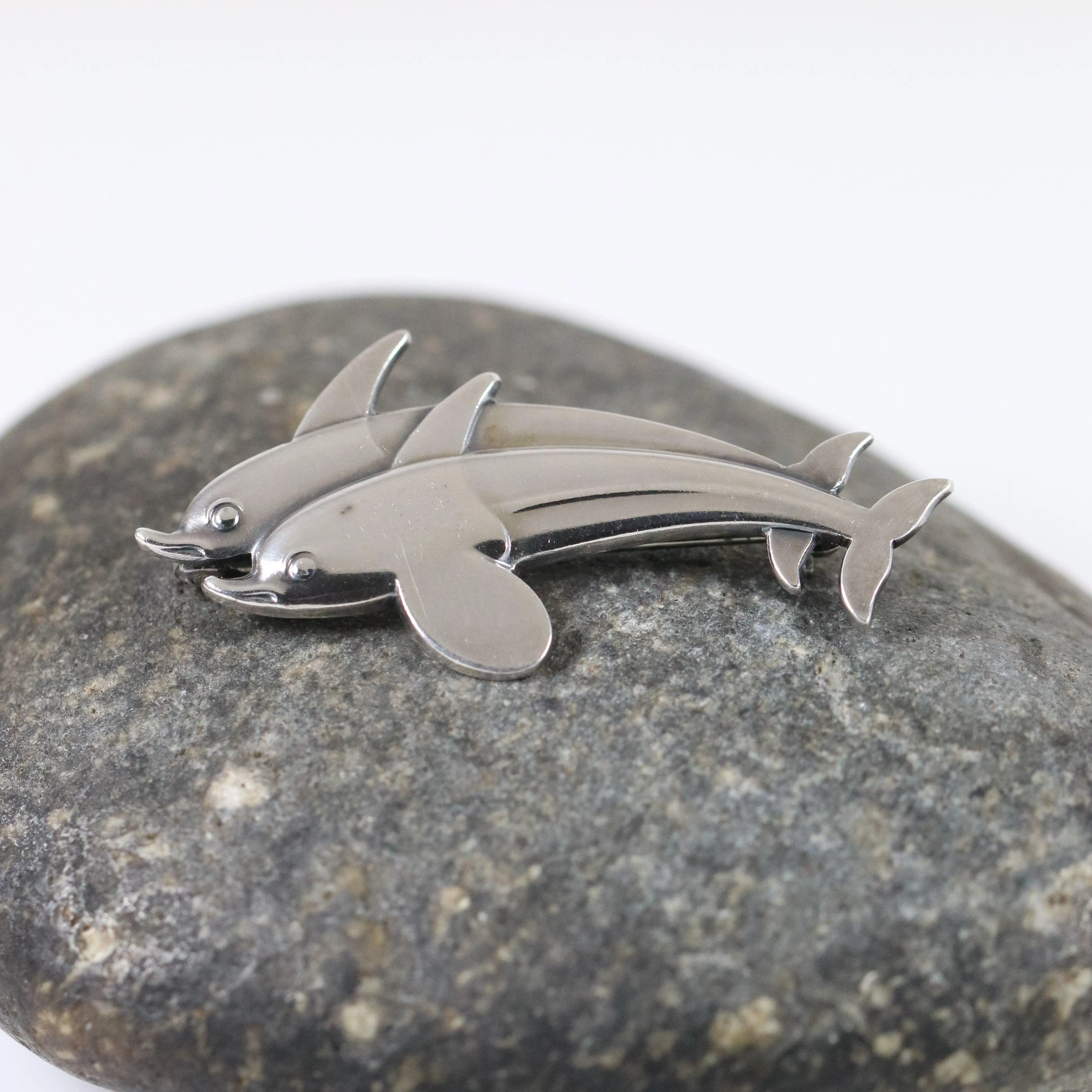 SOLD OUT: Vintage Georg Jensen Jewelry | Art Deco Dual Dolphins Brooch 317