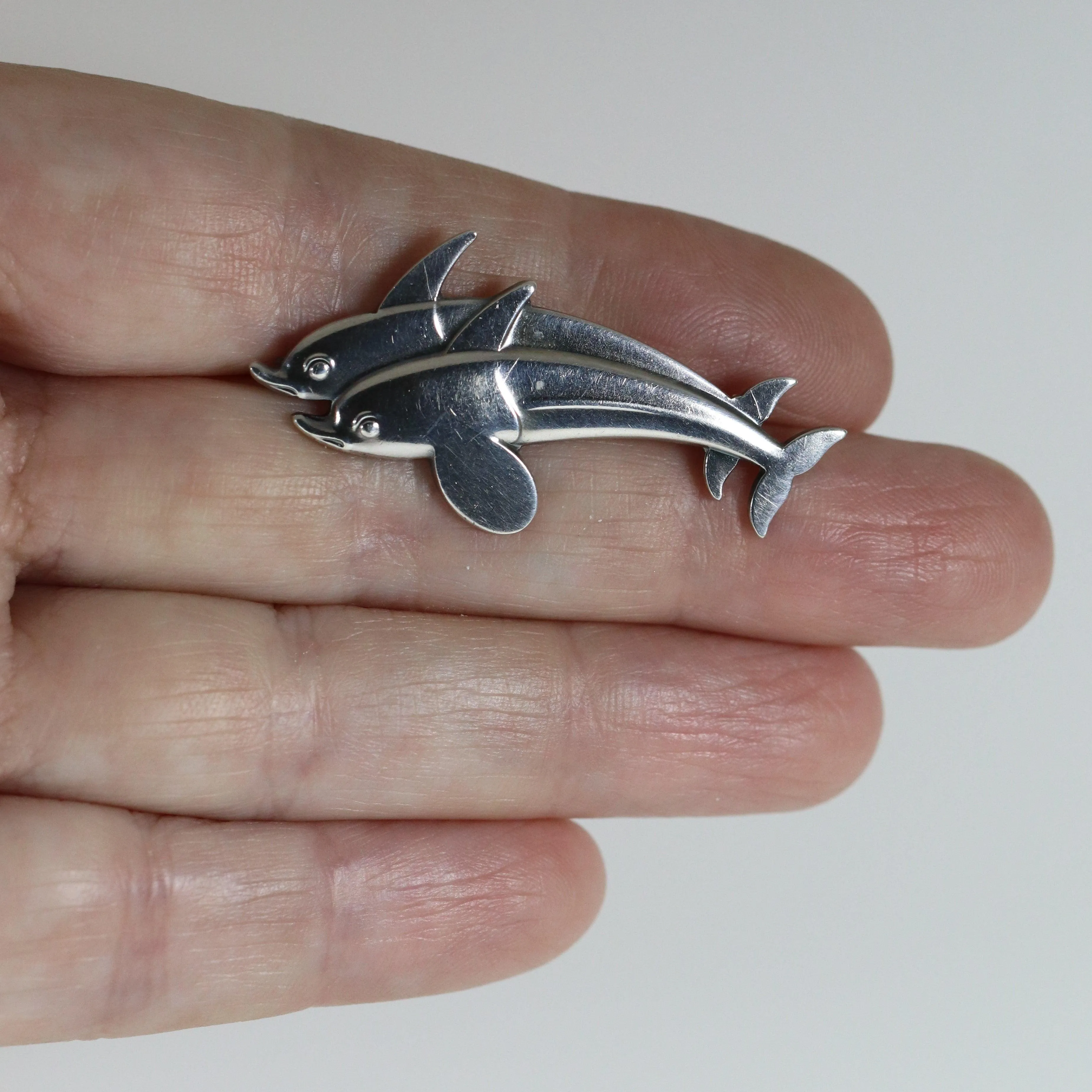 SOLD OUT: Vintage Georg Jensen Jewelry | Art Deco Dual Dolphins Brooch 317