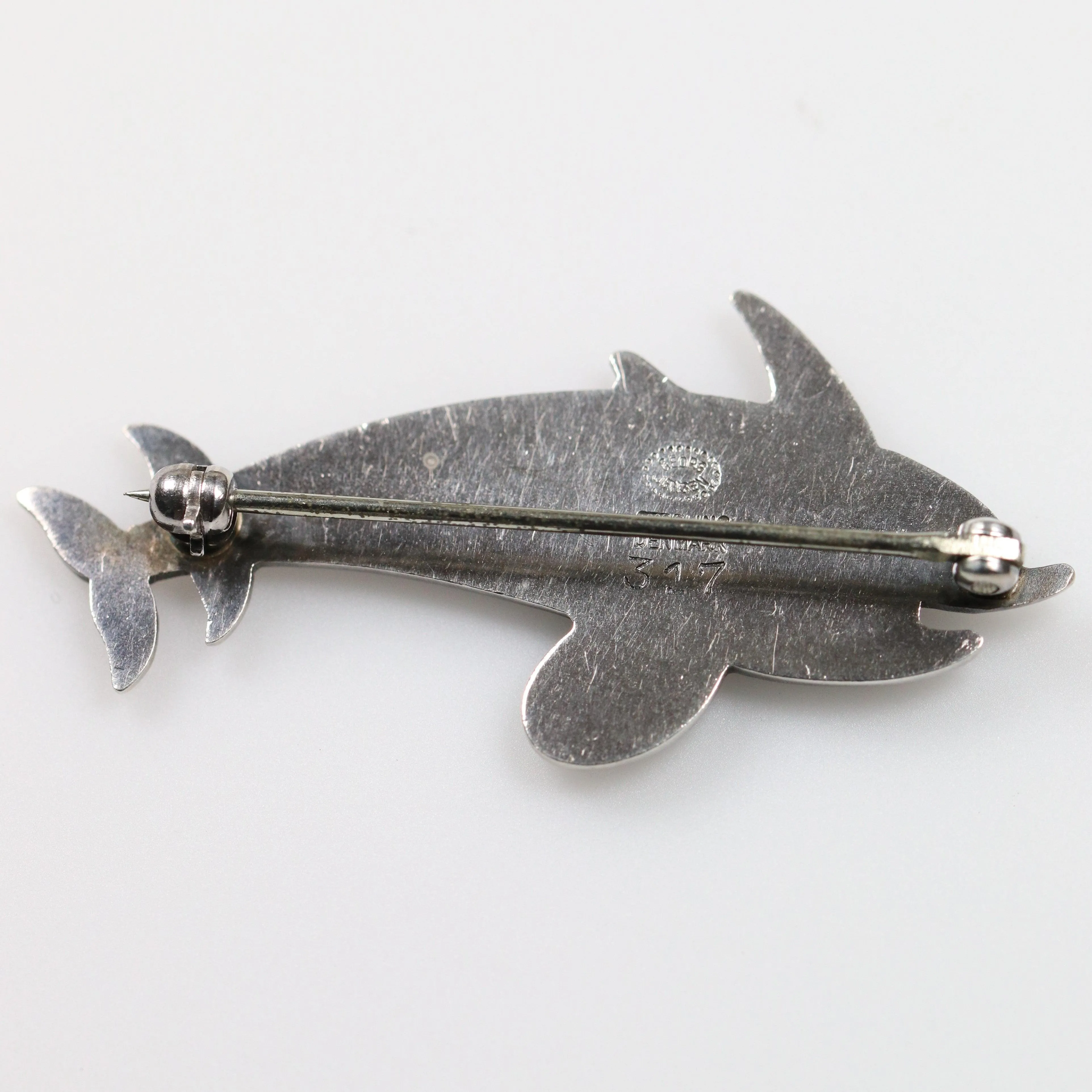SOLD OUT: Vintage Georg Jensen Jewelry | Art Deco Dual Dolphins Brooch 317
