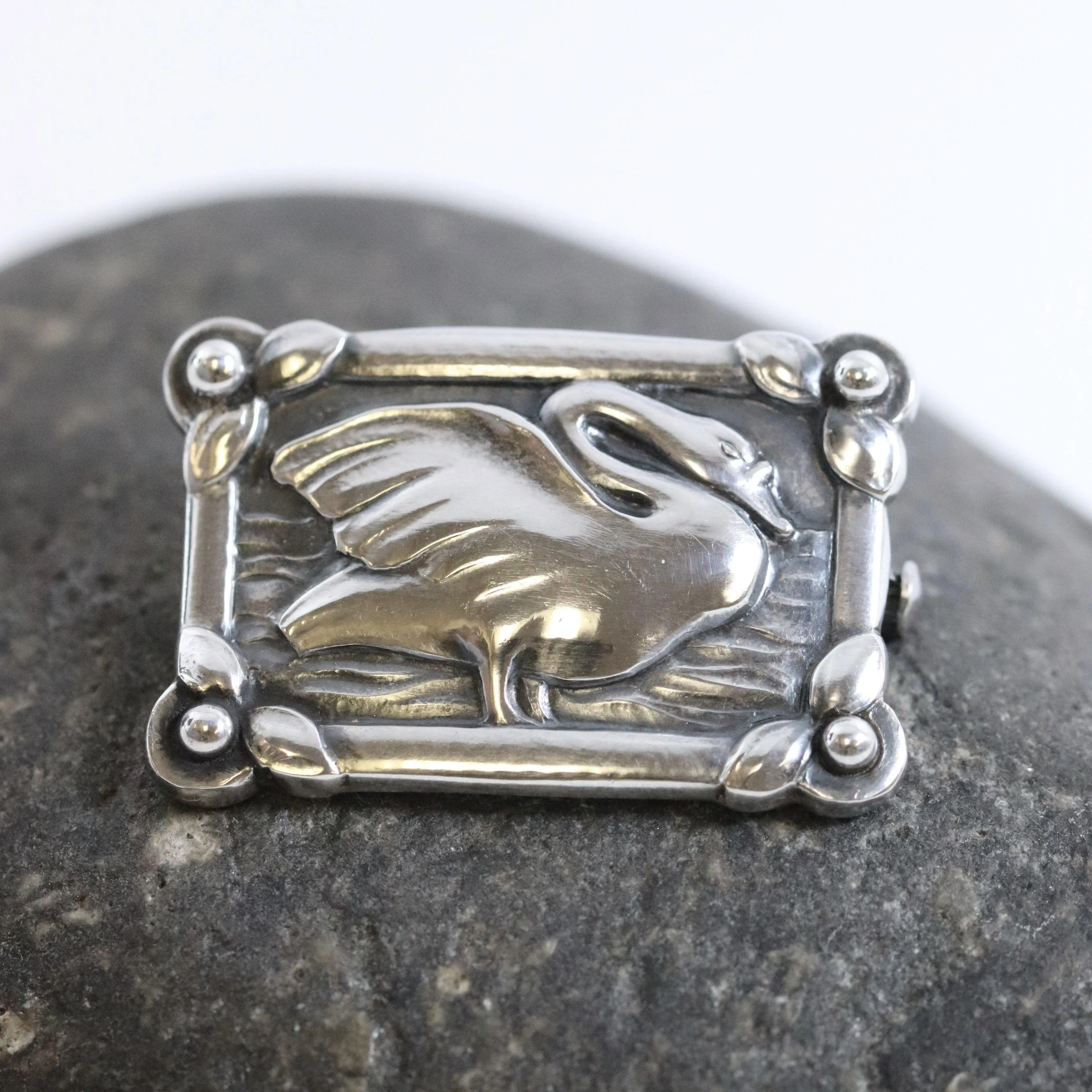 SOLD OUT: Vintage Georg Jensen Jewelry | Art Nouveau Petite Swan Pin 213A
