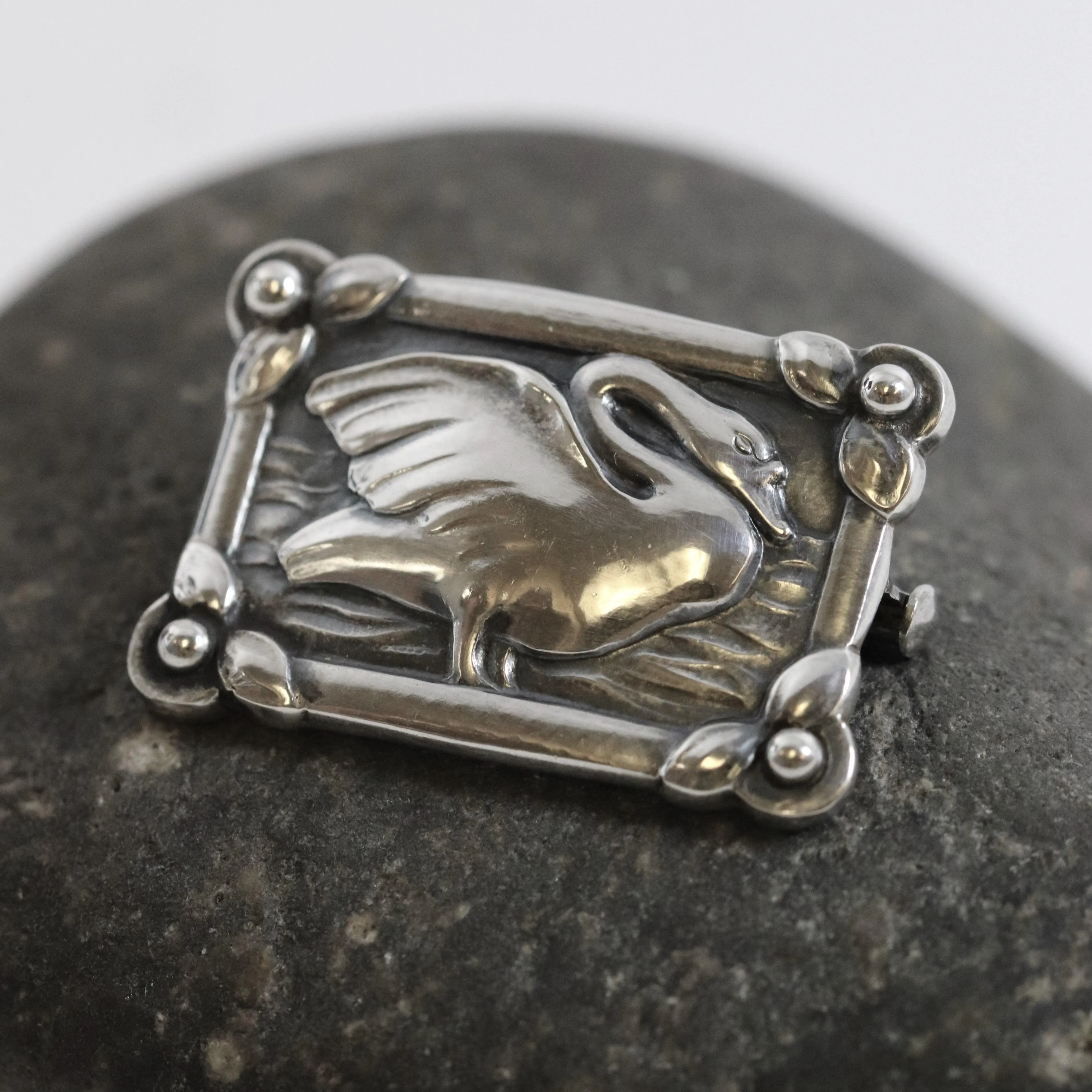 SOLD OUT: Vintage Georg Jensen Jewelry | Art Nouveau Petite Swan Pin 213A