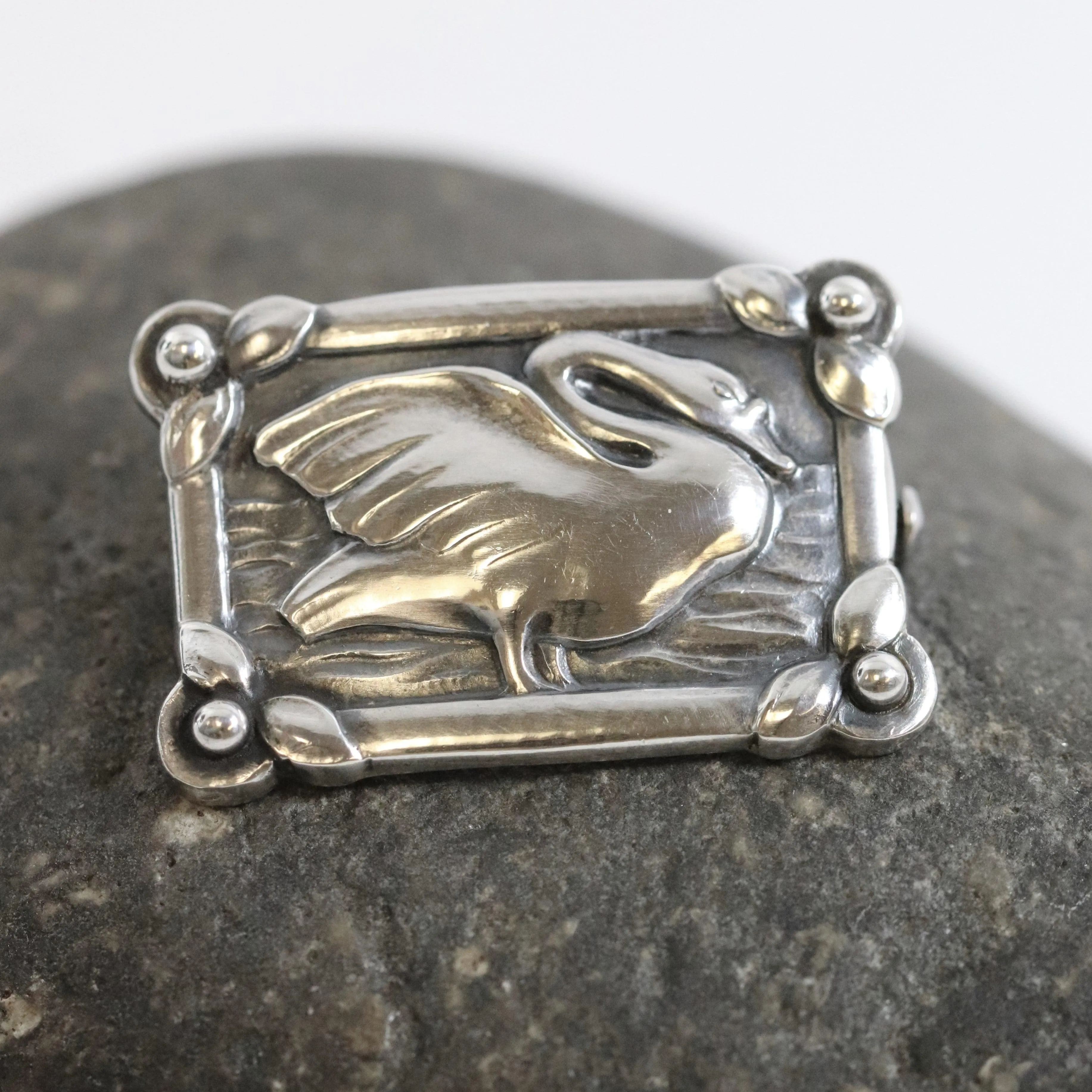 SOLD OUT: Vintage Georg Jensen Jewelry | Art Nouveau Petite Swan Pin 213A