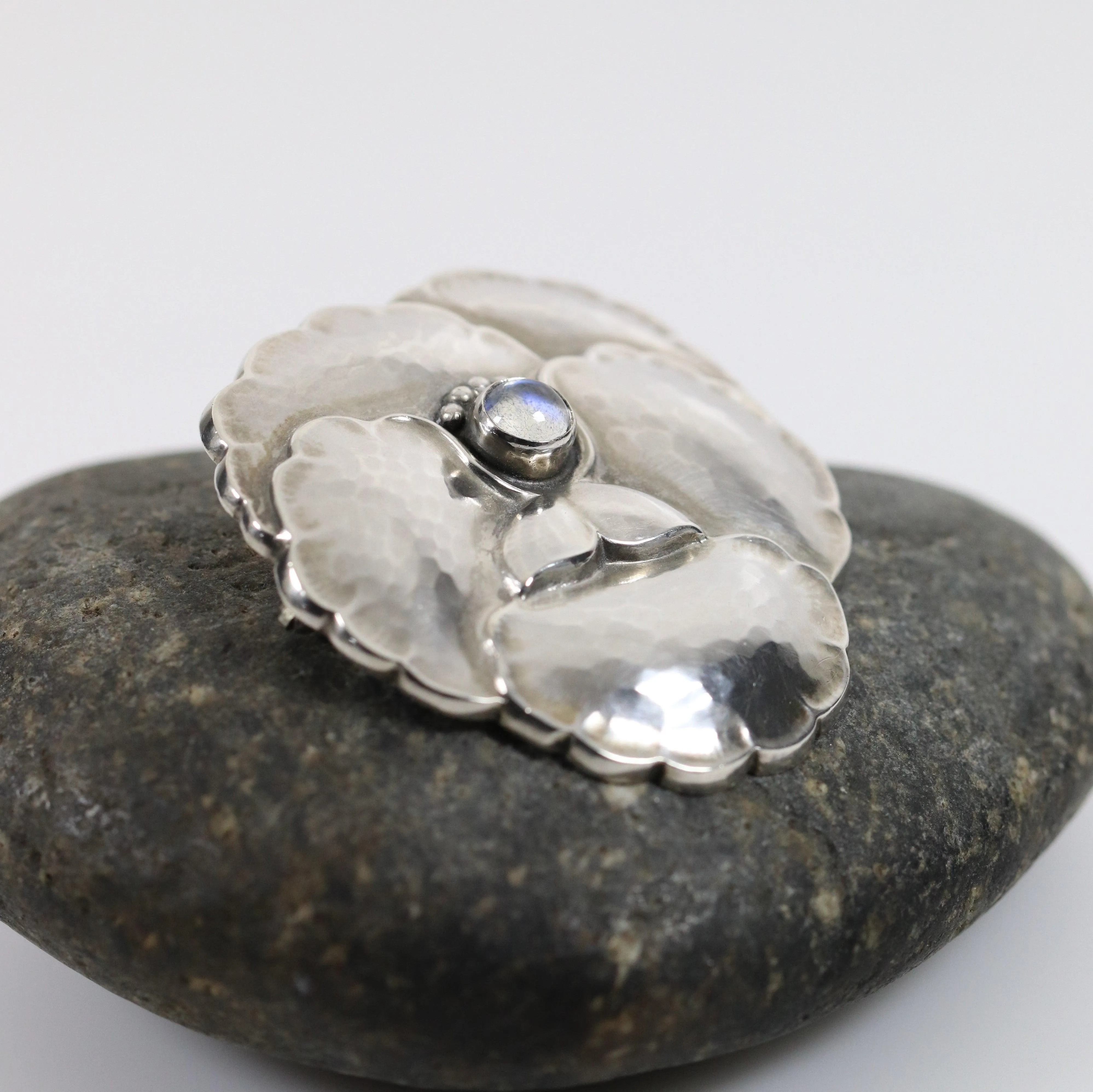 SOLD OUT: Vintage Georg Jensen Jewelry | Moonstone Pansey Brooch 113